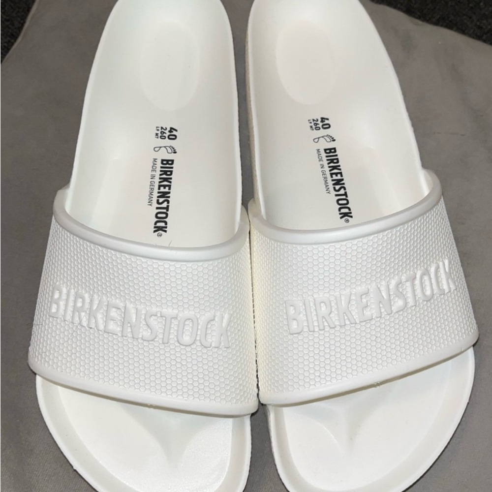 Birkenstock White Slide Sandals
